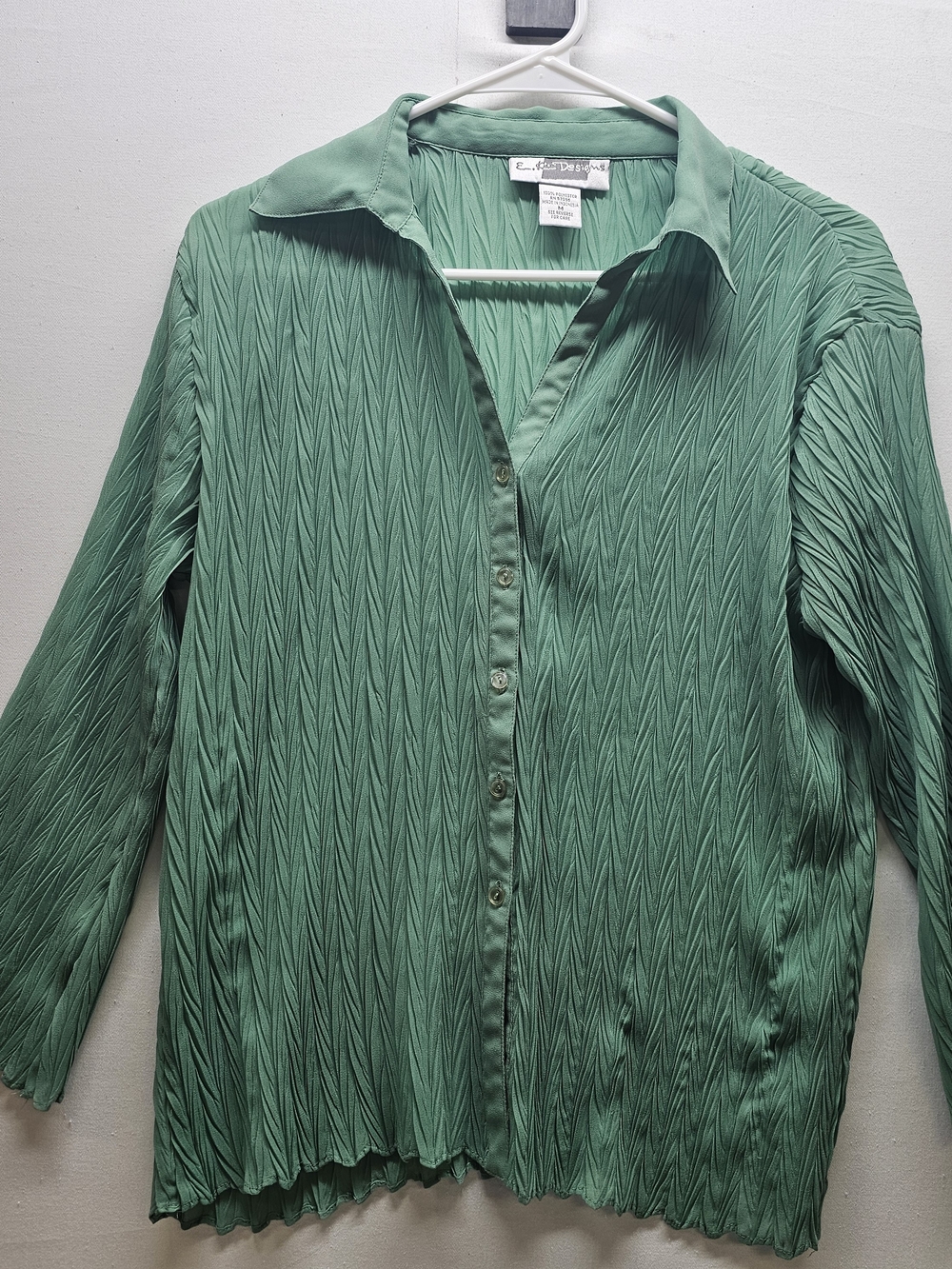 E.K. Designs Crinkle Pleated Blouse Sz M VTG 90S Y2K Whimsigoth Cottagecore